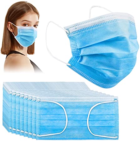 50 Pcs Disposable Face Masks, Acewin 3-Ply Face Mask, Breathable Facial Mask With Adjustable Elastic Ear Loop & Nose Wire, Disposable Masks Dust Mask for Adult, Kids, Men, Women, Indoor Outdoor Use