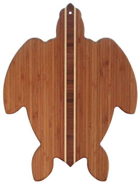 Totally Bamboo Sea Turtle Shaped Bamboo Cutting & Serving Board, 14.5" Long