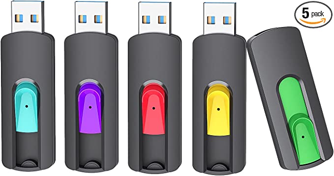 Aiibe 64GB Flash Drive 3.0 5 Pack USB Flash Drives 64GB Thumb Drive USB Drive High Speed Upgraded 110MB/s USB 3.0 Memory Stick USB Stick 64GB Jump Drives (Cyan, Green, Purple, Red, Yellow)