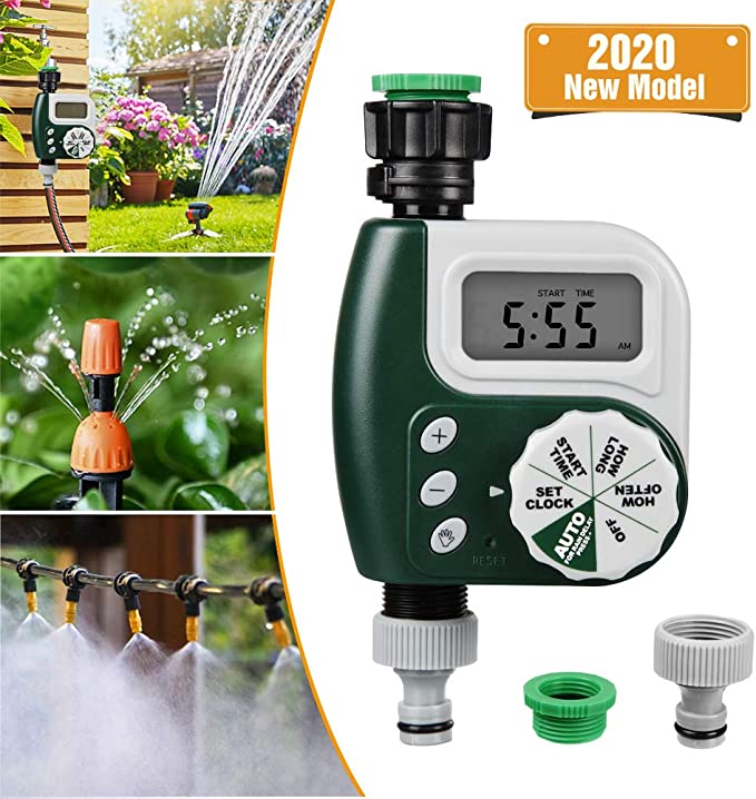 Innoo Tech Digital Water Timer, 2020 Upgrade Programmable Faucet Watering Timer with Huge LCD Display, Waterproof Automatic Sprinkler Controller for Garden Yard Lawn Drip Irrigation Watering System
