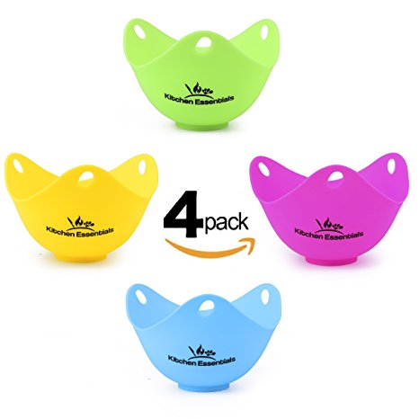 Silicone Egg Poachers - New Easy Release Matte Design (4 Pack), Large Premium Silicone Egg Poacher Cups, Silicone Egg Cups Cookware for Making Perfect Poached Eggs in Just Minutes