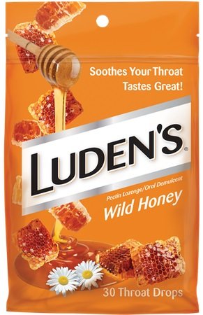 Luden's Great Tasting Throat Drops, Wild Honey, 30-count Bags (Pack of 8)