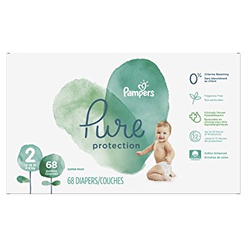 Pampers Pure Disposable Baby Diapers, Hypoallergenic and Fragrance Free Protection, Size 2, 68 Count