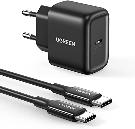 UGREEN 25W USB C Schnellladegerät Super Fast Netzteil USB C Ladegerät mit 2m USB C Kabel kompatibel mit Galaxy S21 Ultra, S21, S20, Note 20, Note 10 , Note 9, A52, A72, A71, M51, F52, Huawei P20 usw.