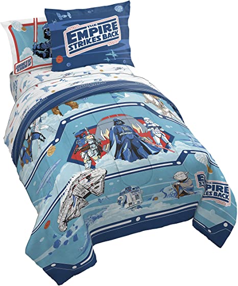 Jay Franco Star Wars Empire Strikes Back 40th Anniversary 7 Piece Full Bed Set - Includes Reversible Comforter & Sheet Set Bedding - Super Soft Fade Resistant Microfiber (Official Star Wars Product)