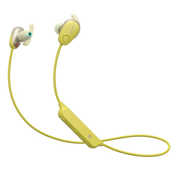 Sony WI-SP600N Premium Waterproof Bluetooth Wireless Extra Bass Sports in-Ear 6 Hr of Playback Headphones/Microphone (International Version) (Yellow)