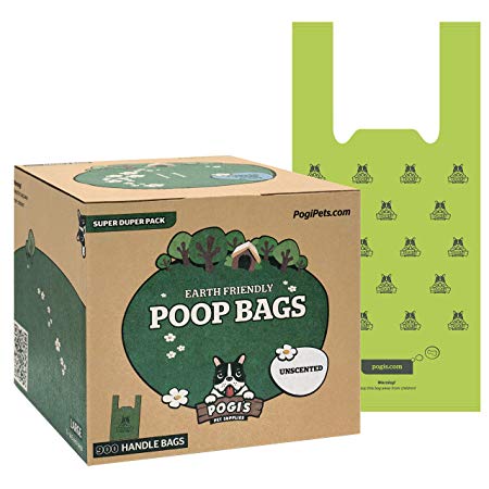 Pogi's Poop Bags with Easy-Tie Handles - Completely Leak-Proof Poop Bags for Dogs and Cat Scoops