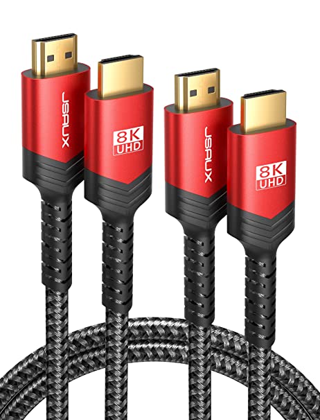 8K HDMI Cable 10FT 2-Pack，JSAUX Ultra High Speed HDMI Cord 48Gbps(8K@60Hz, 4K@120Hz) for PS4 PS5