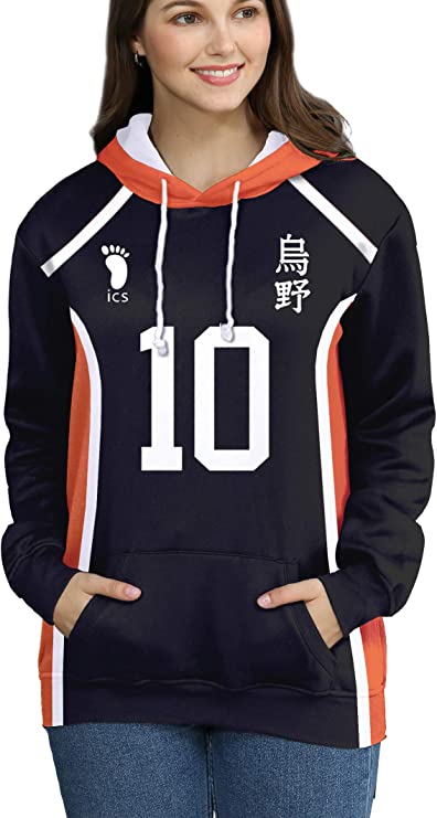 Dolpind Anime Hoodie Sweater Costume Hinata Shoyo Casual Hooded Sweatshirt Pullover