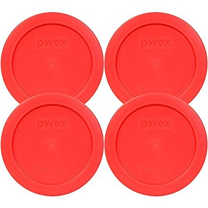 Pyrex 2 Cup Round Storage Cover for Glass Bowls, Dark Red