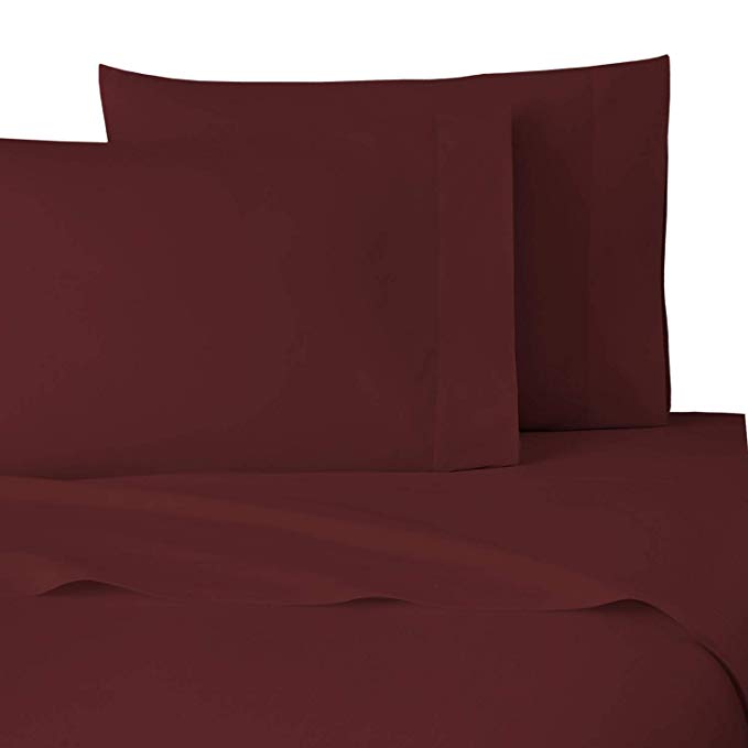 NIM Textile Luxury 1600 TC Softness Deep Pocket 4pc Bed Sheets Set MILANO Collection - Burgundy, Queen