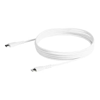 StarTech.com 6 Foot (2m) Durable White USB-C to Lightning Cable - Heavy Duty Rugged Aramid Fiber USB Type C to Lightning Charger/Sync Power Cord - Apple MFi Certified iPad/iPhone 12 (RUSBCLTMM2MW)