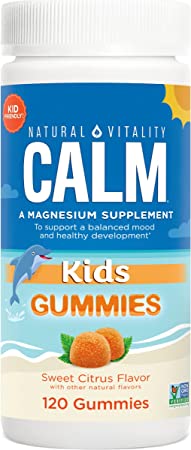 Natural Vitality Calm for Kids Magnesium Supplement, 120 Delicious Gummies, Pack May Vary