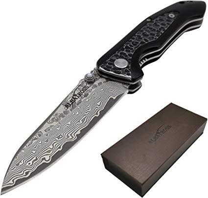 ALBATROSS HGDK-011 EDC Sharp VG10 Damascus Folding Pocket Knife with Liner Lock