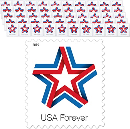 Star Ribbon Strip of 50 Forever First Class Postage Stamps Celebration Patriotic (50 Stamps)