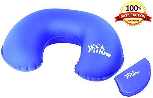 ZOMAKE Inflatable Travel Pillow Lightweight Handy Blow Air Inflating Camping Pillows Adjustable On Air Neck Pillow(Blue)