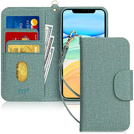 FYY Case for iPhone 11 Pro 5.8", [Kickstand Feature] Luxury PU Leather Wallet Case Flip Folio Cover with [Card Slots] and [Note Pockets] for Apple iPhone 11 Pro 5.8 inch Green