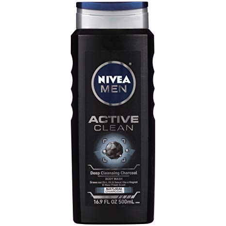 NIVEA FOR MEN Body Wash Active Clean 16.9 oz (Pack of 6)