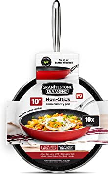 Granite Stone Coated Nonstick Frying Pan - 10 Inch Frying Pan Nonstick Pan Skillets Nonstick Non Stick Pan Cooking Pan Fry Pan Skillet Large Frying Pan, 100% PFOA Free, Oven & Dishwasher Safe - Red