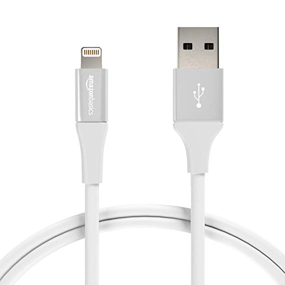 AmazonBasics USB A Cable with Lightning Connector, Premium Collection, MFi Certified iPhone Charger, 3 Foot, 12 Pack, Silver