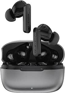 Monster N-Lite Clear Talk Wireless Earbuds Bluetooth 5.3 Headphones with CVC 8.0 Noise Reduction, IPX8 Waterproof, 60H Playtime, Fast Charging for Sport