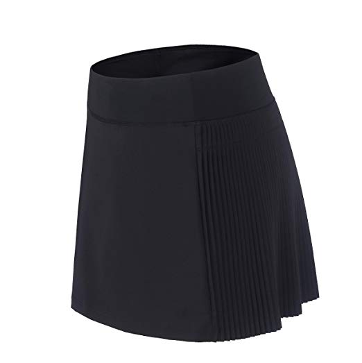 Cityoung Women's Athletic Running Skort Pleated Workout Skirt Shorts Side Pockets for Tennis Golf Fitness