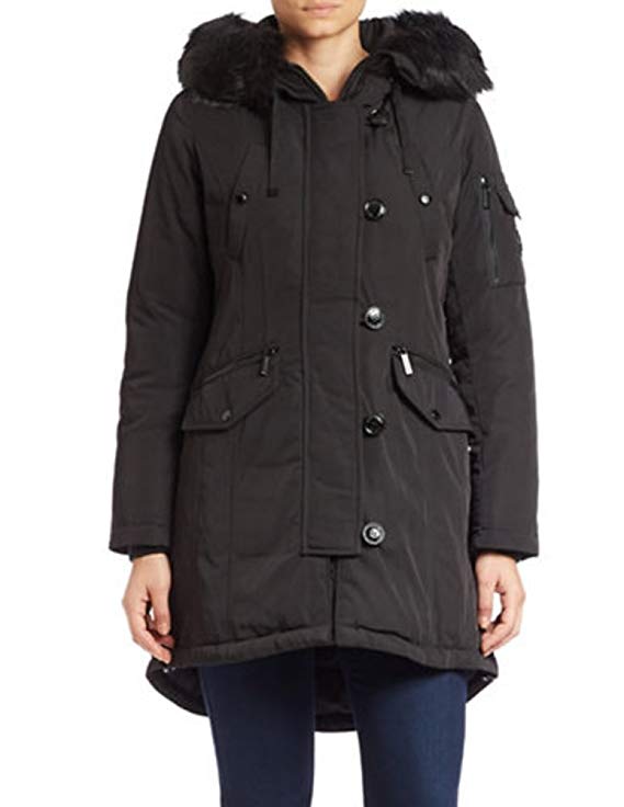 Michael Kors Women's Fur-trimmed Hooded Heavy Down Parka, Black