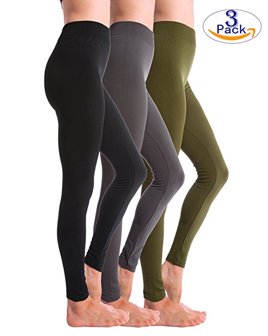 3-Pack Fleece Lined Thick Brushed Leggings Thights by Homma
