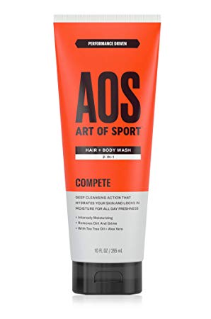 Art of Sport Men’s Hair and Body Wash, Compete Scent, 2-in-1 Shampoo and Shower Gel with Tea Tree Oil and Aloe Vera, 10 oz