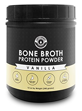Bone Broth Protein Powder Vanilla Flavored, 100% Pure From Beef. Delicious Tasting, Gut-Friendly, 12 oz. Non GMO, Paleo-Friendly, Dairy Free Protein Powder by Left Coast Performance