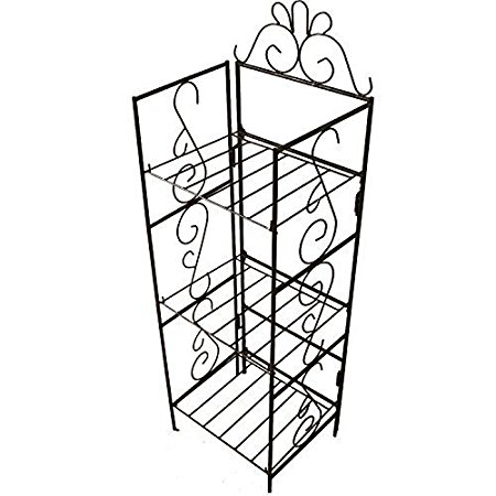 Amagabeli Storage Shelves 14" by 11" by 43" Black Metal 3 Tiers Wire Shelf - Corner Bakers Rack Plant Rack Indoor Iron Plant stand Garage Shelf Standing Shelf