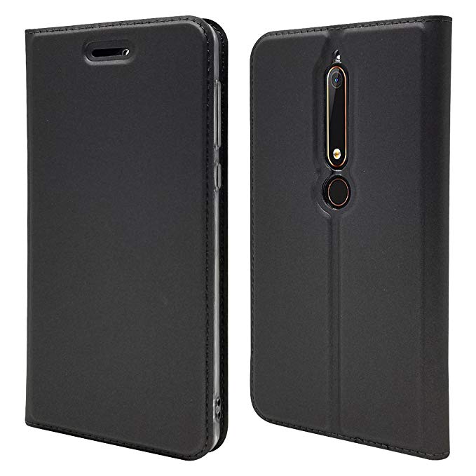 Zouzt Folio Flip Wallet Case Compatible Nokia 6.1/6(2018),PU Leather Ultra Slim Case with Magnetic Closure/Kickstand Feature/Card Slots(Gray)