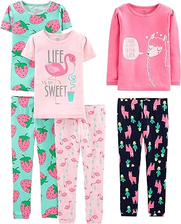 Simple Joys by Carter's Girls 6-Piece Snug Fit Cotton Pajama Set
