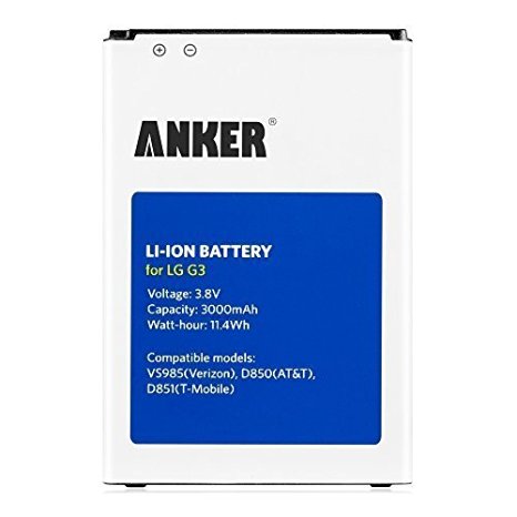 Anker 3000mAh Li-ion Battery for LG G3, D851(T-Mobile), D850(AT&T), VS985(Verizon), LS990(Sprint), fits BL-53YH, [18-Month Warranty]