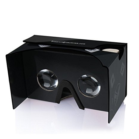 Google Cardboard ,TechRise 3D VR Glasses Virtual Reality Box with Adjustable Lens and Comfortable Strap for iPhone 7/iPhone 7Plus/ iPhone 6/ 6S/ 6S PLUS/ 5/ 5S/ 5SE/ 4s/ 4, Samsung Galaxy and all 4-6 inch Smartphones, For IMAX Movie - Black