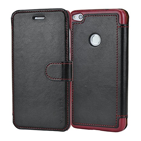 Huawei P8 Lite (2017) Case,Mulbess Leather Case, Flip Folio Book Case, Money Pouch Wallet Cover for Huawei P8 Lite (2017),Black