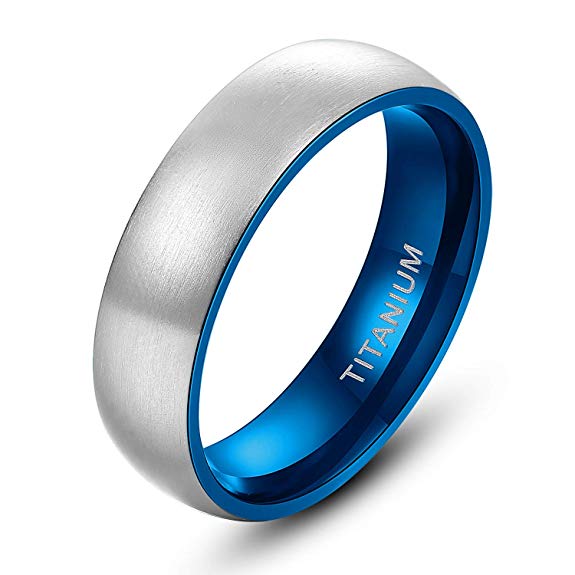 TIGRADE 4mm/6mm/8mm Men's Titanium Ring Brushed Dome Wedding Band Comfort Fit Size 4-14