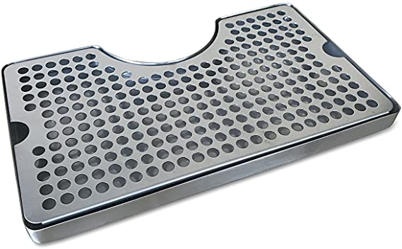 Non-Slip Rubber Padded Stainless Steel Drip Tray with Tower Cutout by Proper Pour