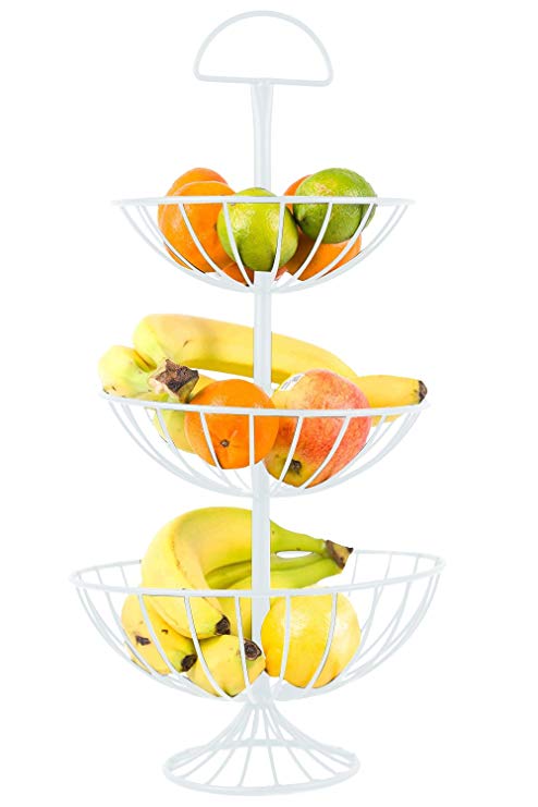 Useful. UH-FB177 3 Tier Decorative Wire Fruit Basket Countertop Stand (White, Small)