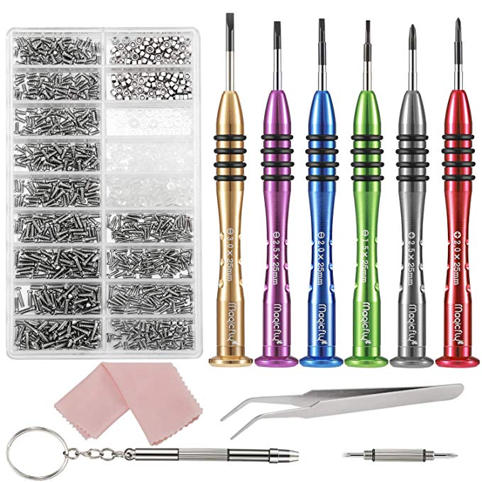 Eyeglass Repair Tool Kit, Magicfly Precision Screwdriver Set with 6pcs Magnetic Screwdrivers & 6 Pairs of Glasses Holder for Eyeglasses Watches Electronics Computer Jewelry