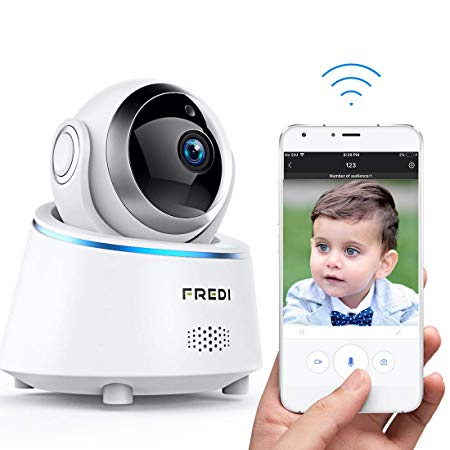 FREDI Wifi Security Camera,Wireless Baby monitor Camera 1080P,Security Ip Camera For Home,Dog Camera Monitor With Two way Audio,Nanny Pet Camera With Night Vision,Pan Tilt,Wps Ir-Cut Motion Detection