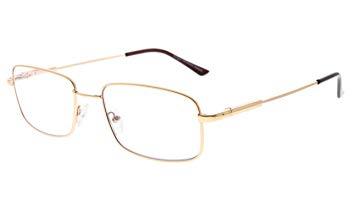 Eyekepper Progressive Readers 3 Levels Vision Multifocus Glasses Anti UV Reading Glasses Men Bendable Memory Frame (Gold, 2.00)