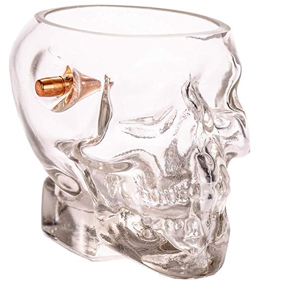 Lucky Shot .308 Real Bullet Handmade Skull Whiskey Glass