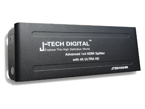 J-Tech Digital JTD01044K Most Advanced 4 Ports HDMI 1X4 Powered Splitter Support Ultra HD 4K 3840 A 2160 Resolution and 3D