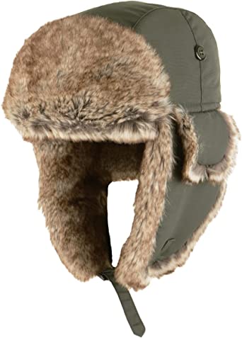Taslan Ushanka Cap - Faux Fur Lined Warm Winter Russian Style Hat