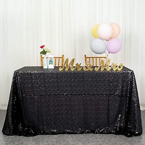 ShiDianYi Sequin Tablecloth Black Rectangle 90''x132'' Black Table Cloth Glitter Tablecloth for Party Banquet Table Cover Sparkle Table Linen for Wedding Reception Birthday Party Event Table Decor