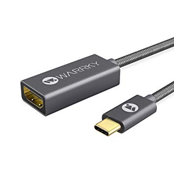 USB C to HDMI Adapter (4k@60Hz), Warrky [Gold-Plated, High Speed] Braided USB Type-C to HDMI Adapter Thunderbolt 3 Compatible MacBook Pro 2018/2017, Samsung S9/S8, Dell XPS 13/15 More - Gray