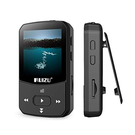 Clip Mp3 Player with Bluetooth 4.1 8GB Lossless Sound Music Palyer with FM Radio Voice Recorder Video Earphones for Running,Support up to 128GB(Black)