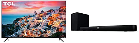 TCL 55" Class 5-Series 4K UHD Dolby Vision HDR Roku Smart TV - 55S525 Bundle with TCL Alto 7  2.1 Channel Home Theater Sound Bar with Wireless Subwoofer - TS7010, 36", Black