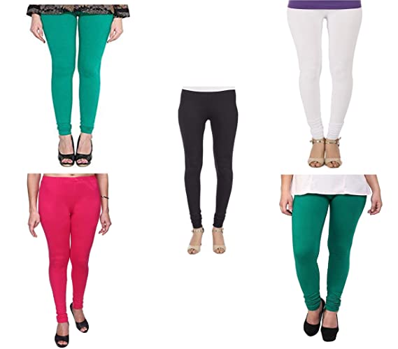 Neoteric Women's Cotton Leggings Ankle Length Pack of 5 (Colours May Vary)